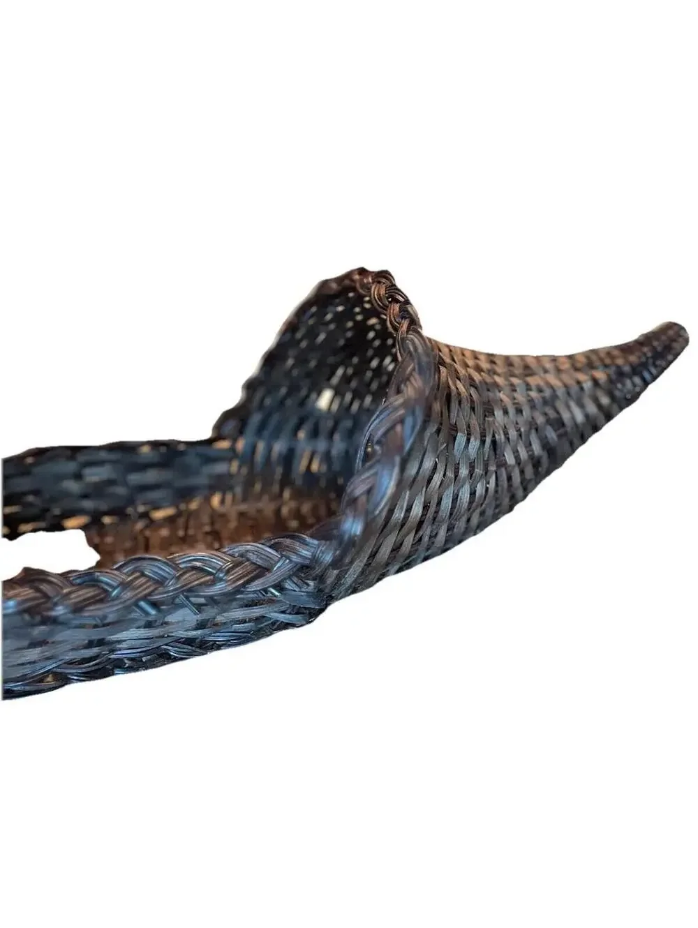 Vintage Dark Woven Wicker; Horn of Plenty Hanging Decor